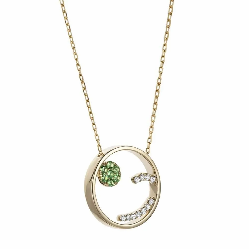 MOYEN Cheeky 18K Gold Necklace w. Tsavorite &amp; Diamond