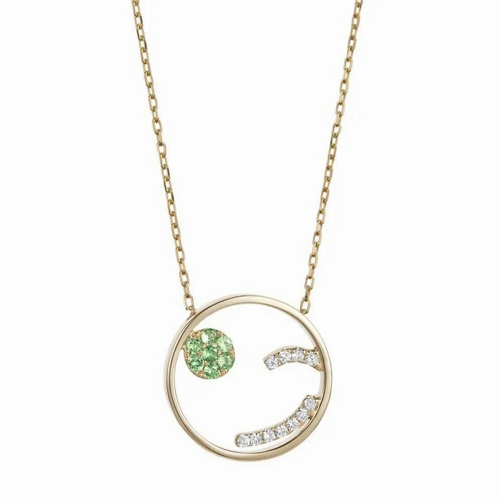 MOYEN Cheeky 18K Gold Necklace w. Tsavorite &amp; Diamond