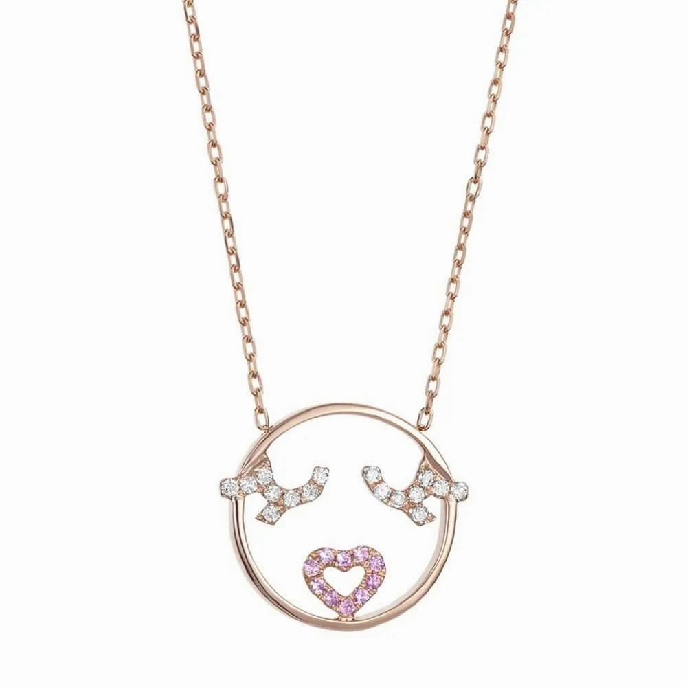 MOYEN Flutter Eyes 18K Rosegold Necklace w. Sapphire &amp; Diamond