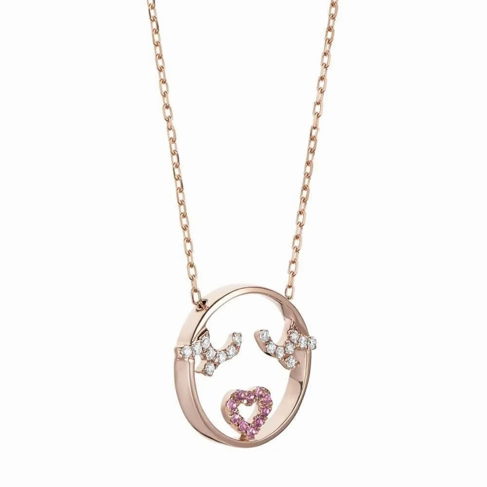 MOYEN Flutter Eyes 18K Rosegold Necklace w. Sapphire &amp; Diamond