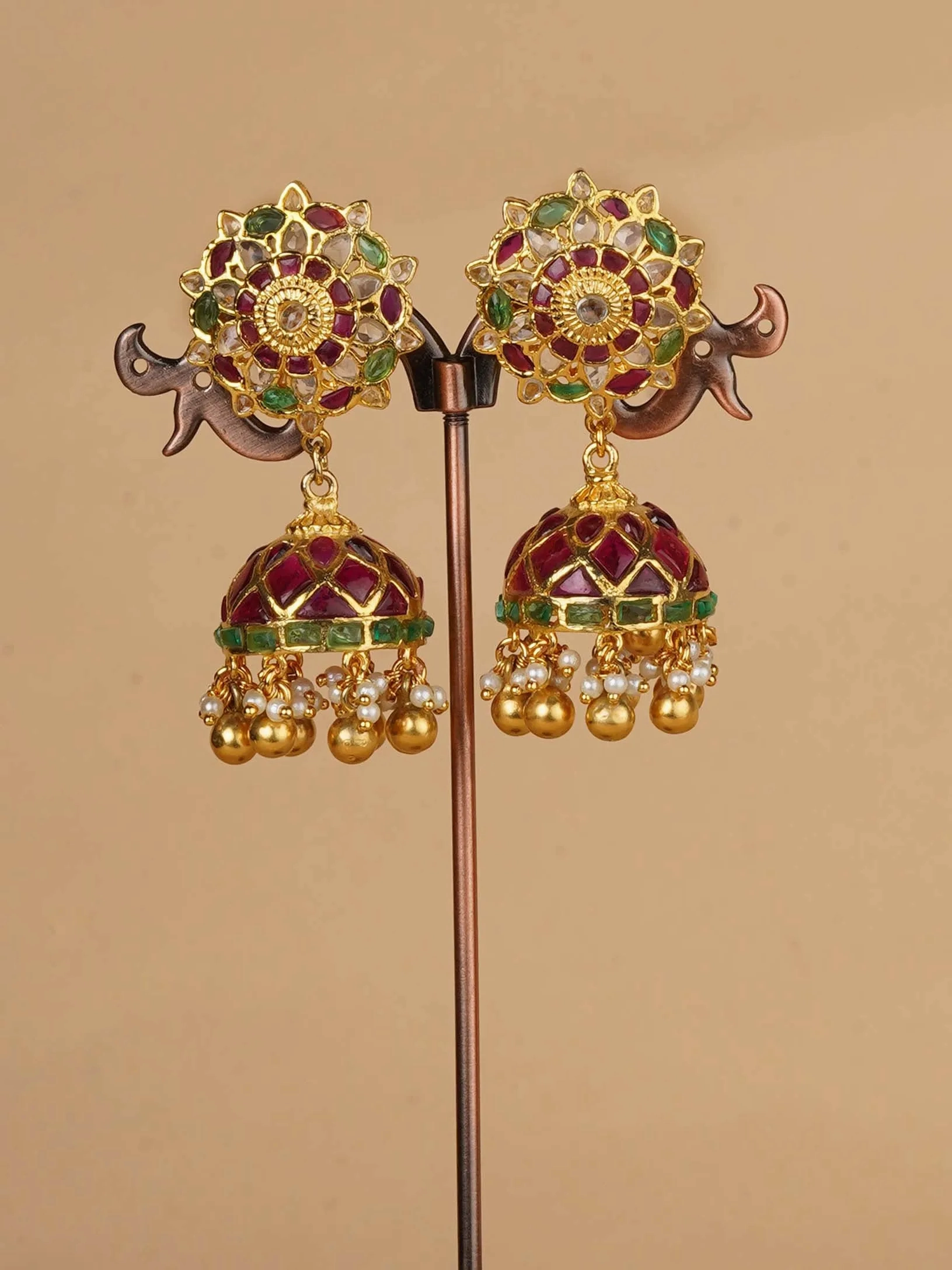 Multicolor Gold Plated Mishr Earrings - MR-E166M