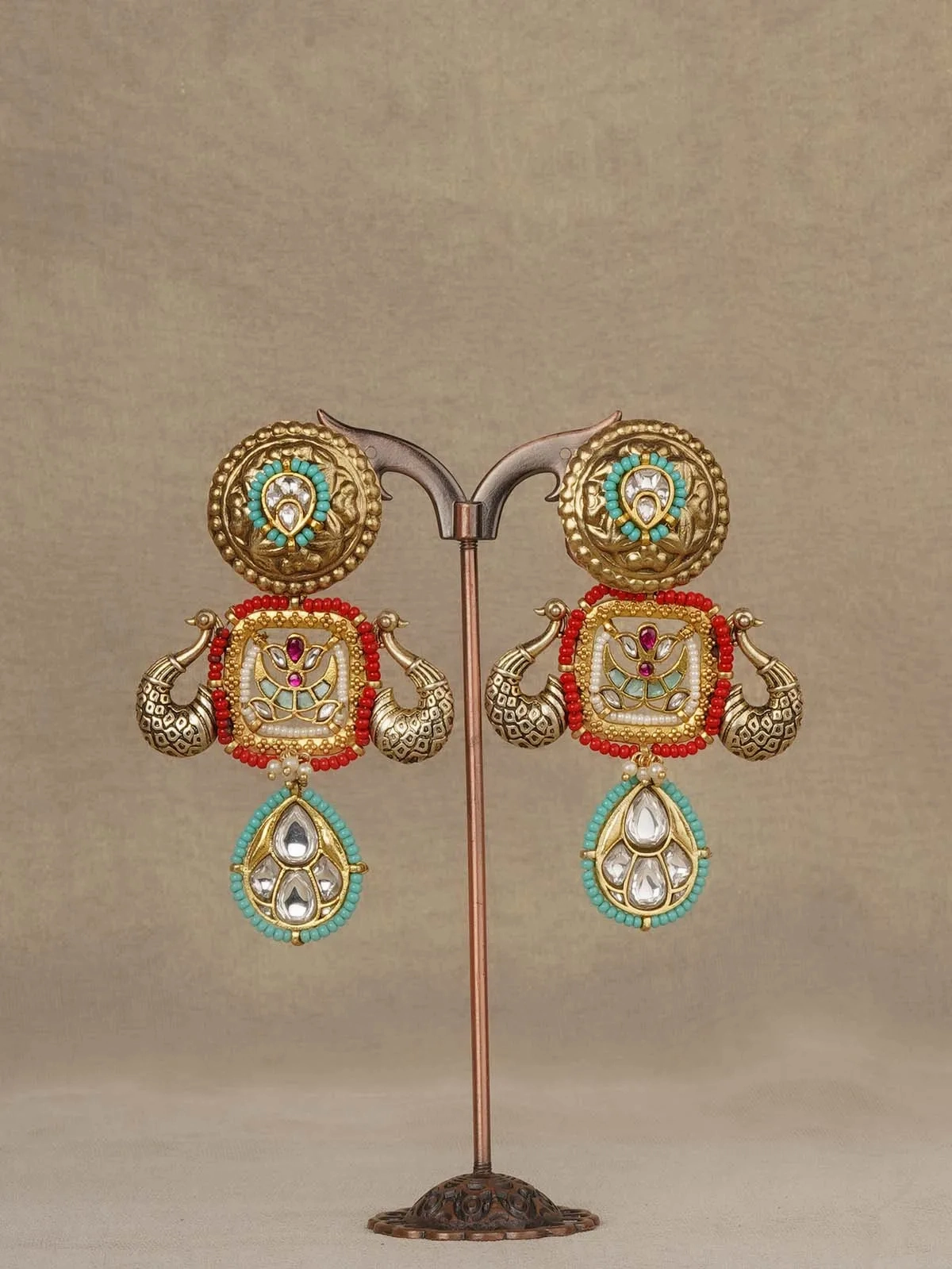 Multicolor Gold Plated Mishr Earrings - MR-E281