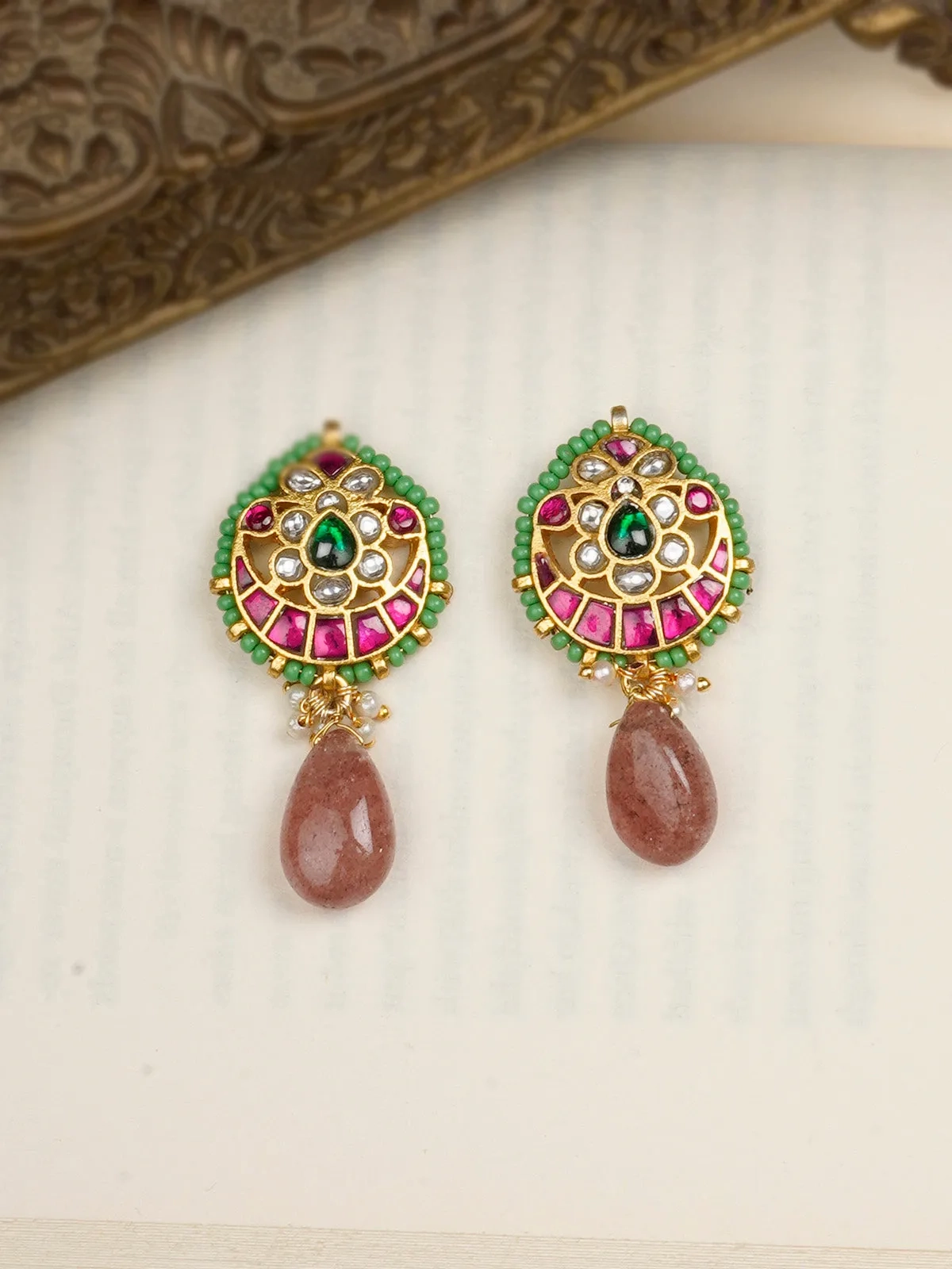Multicolor Gold Plated Mishr Earrings - MR-E81M