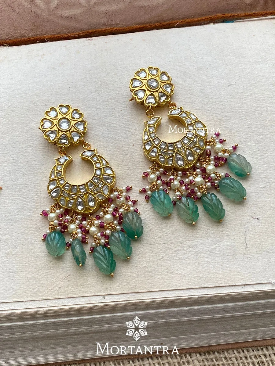 Multicolor Gold Plated Thappa Jadau Kundan Earrings - TJ-E8