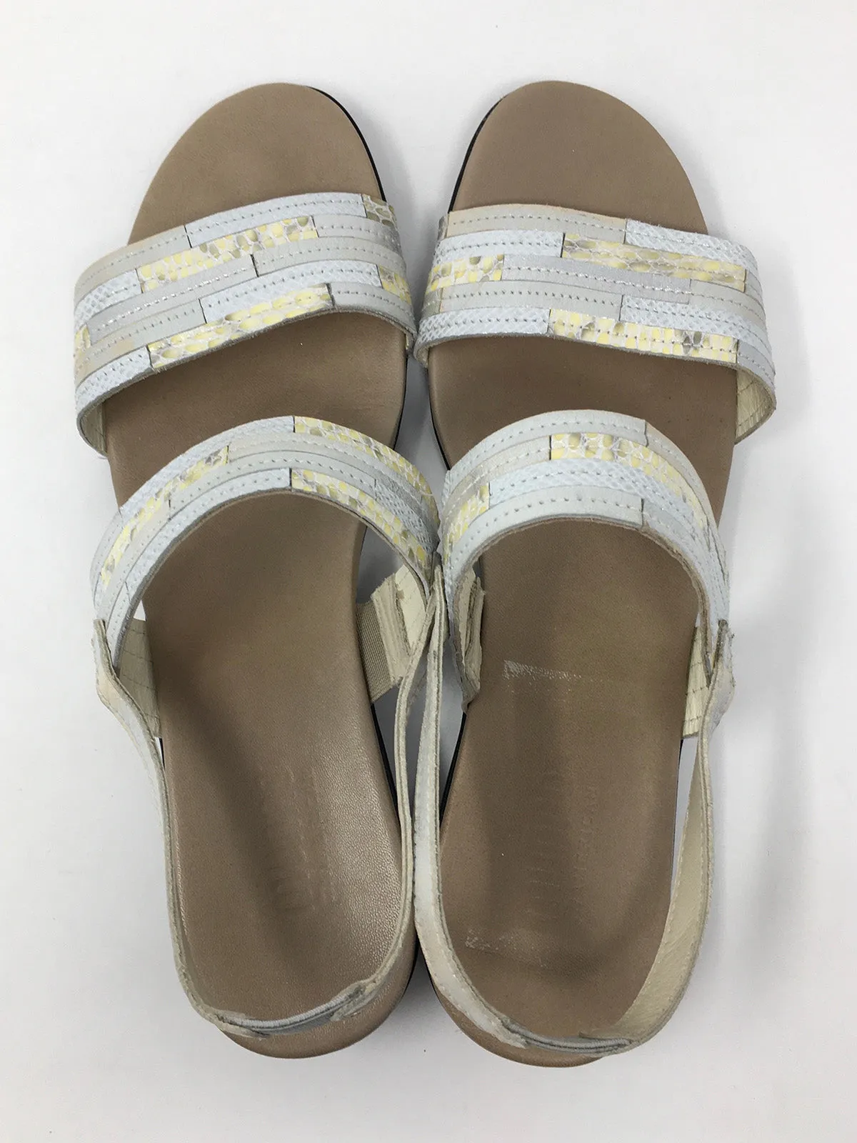 Munro Größe 11 Elfenbein-Patchwork-Sandalen