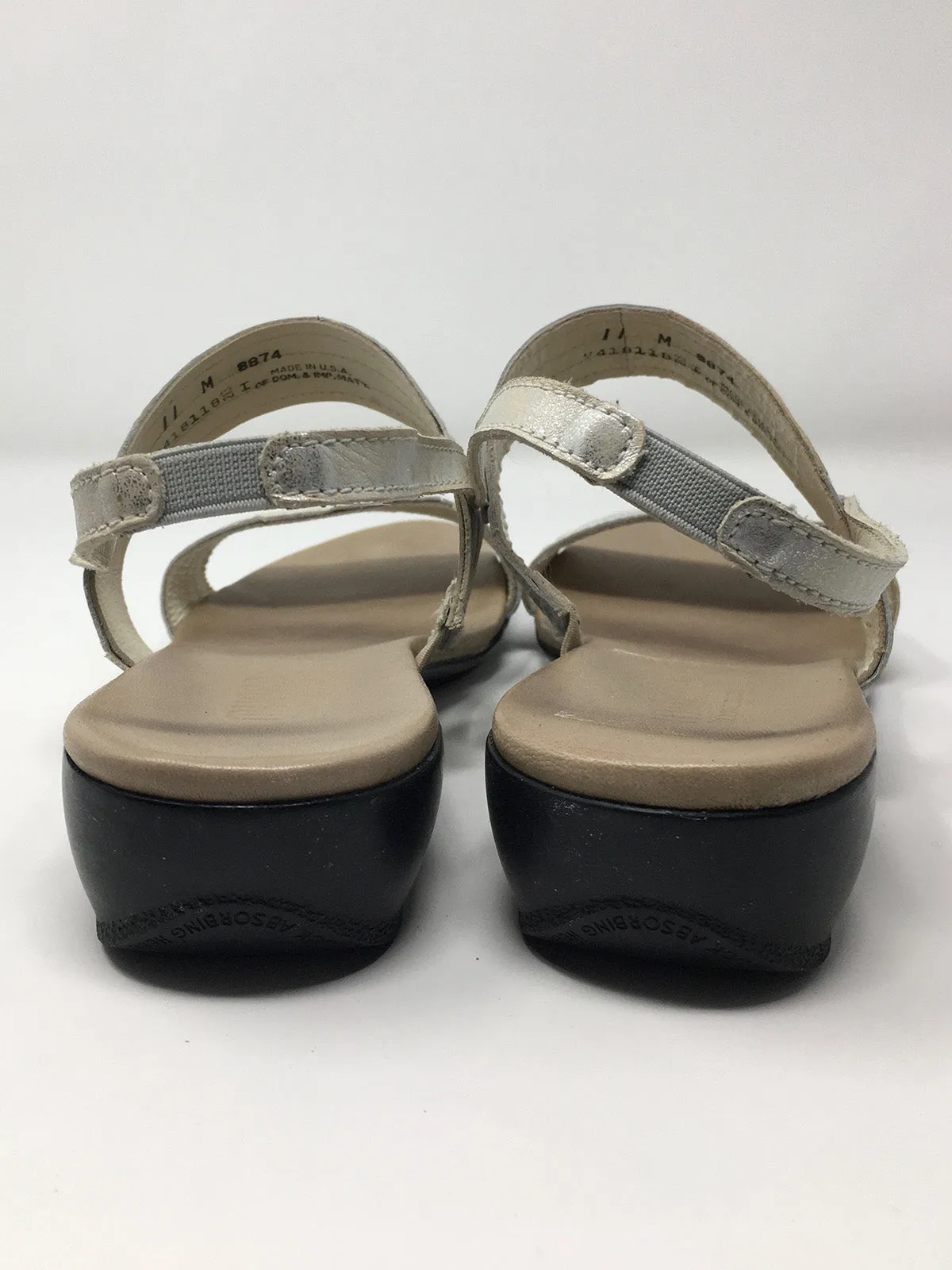 Munro Größe 11 Elfenbein-Patchwork-Sandalen