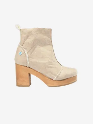 Meine Clog Vegan Leder Stiefel mit Absatz | Beige