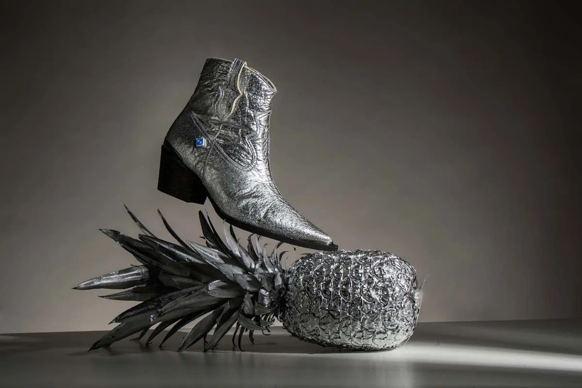 Meine Texa Pinatex Vegane Leder Westernstiefel | Silber