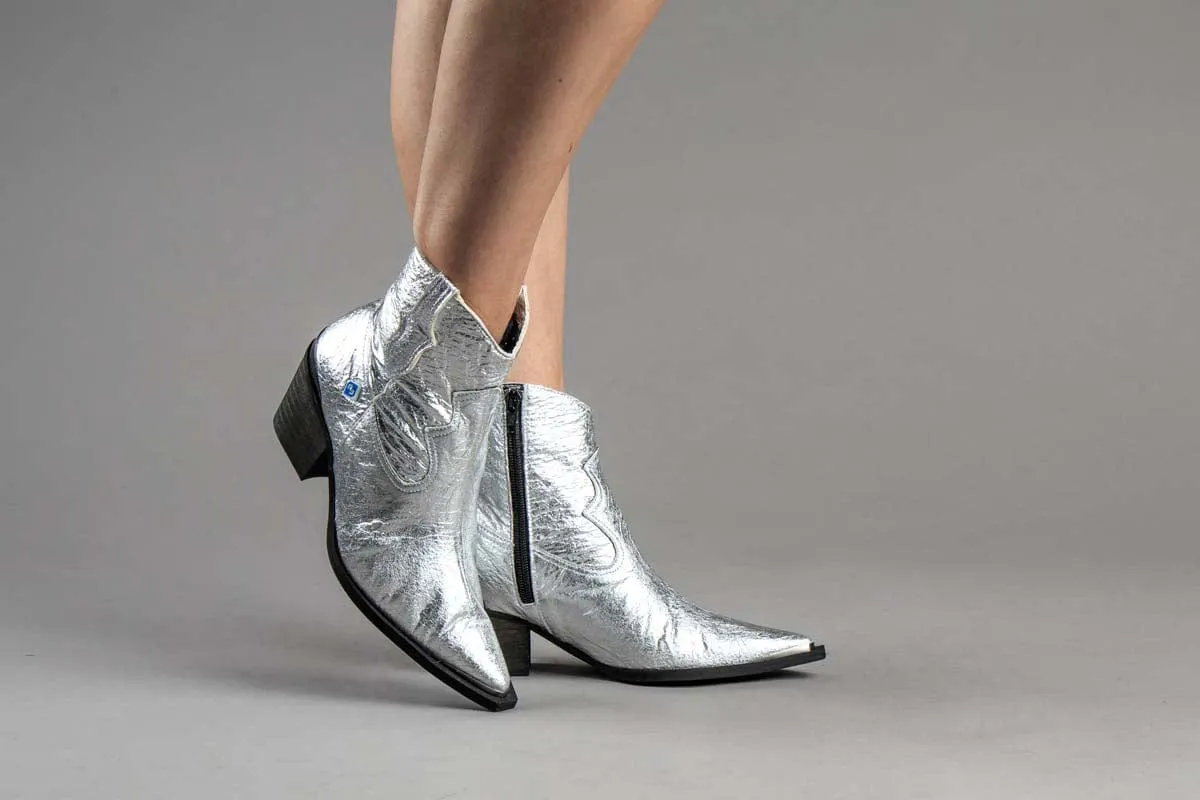 Meine Texa Pinatex Vegane Leder Westernstiefel | Silber