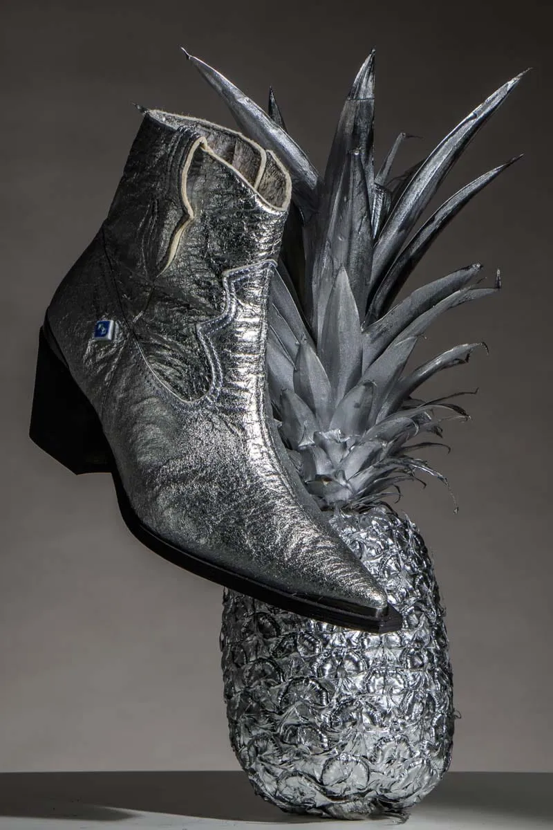 Meine Texa Pinatex Vegane Leder Westernstiefel | Silber