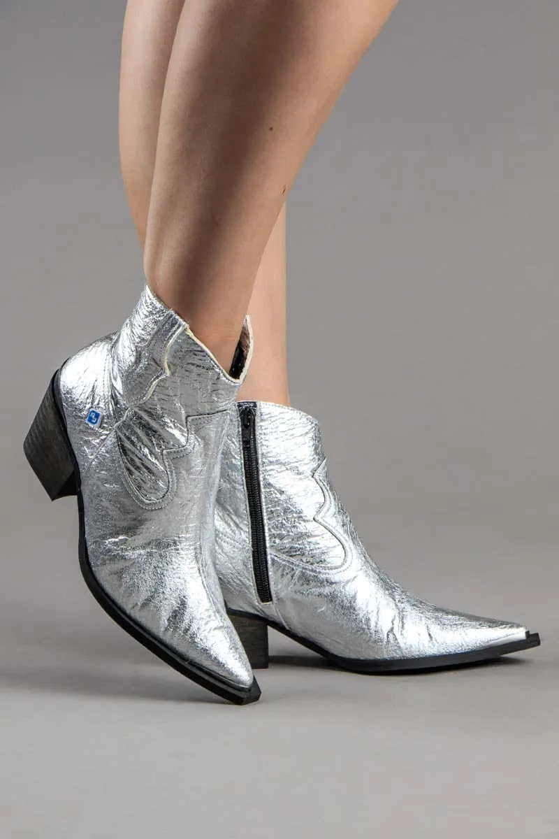Meine Texa Pinatex Vegane Leder Westernstiefel | Silber