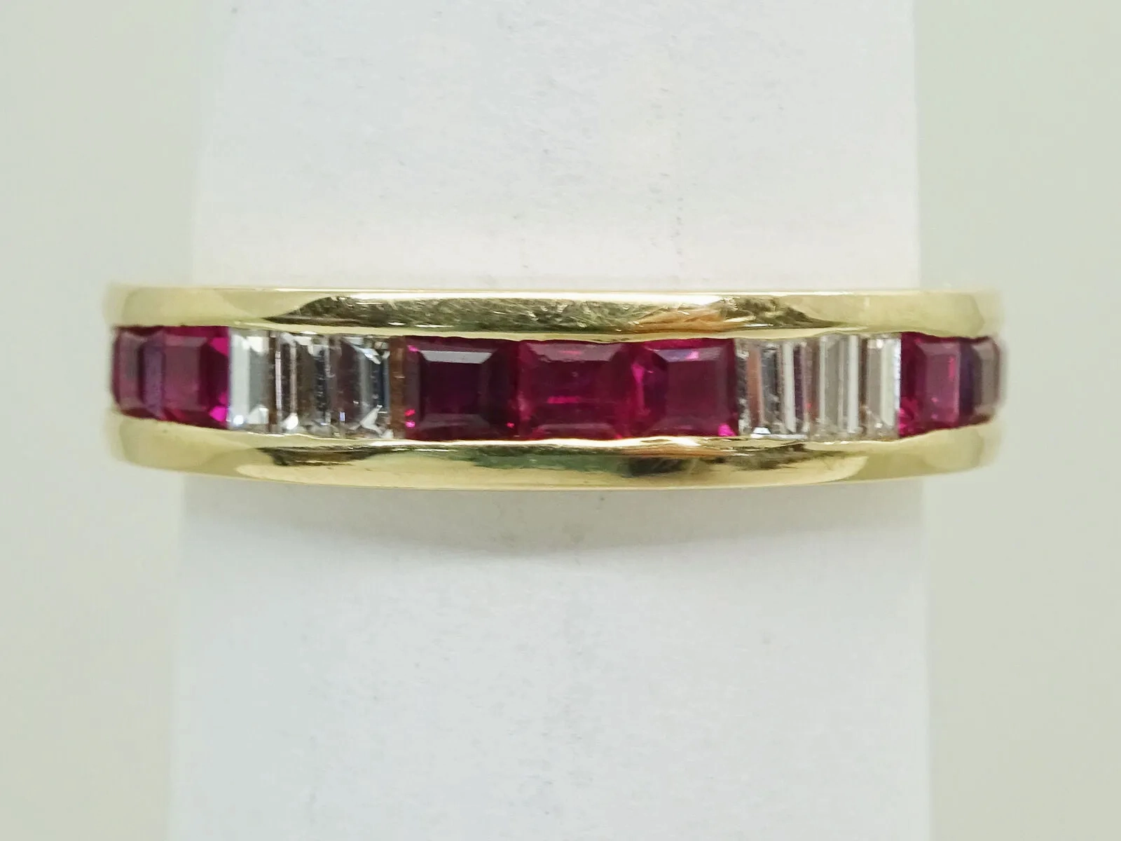 Natural 0.36ct tw Ruby &amp; Diamond Band Ring 14k Gold Size 5 Gemworld