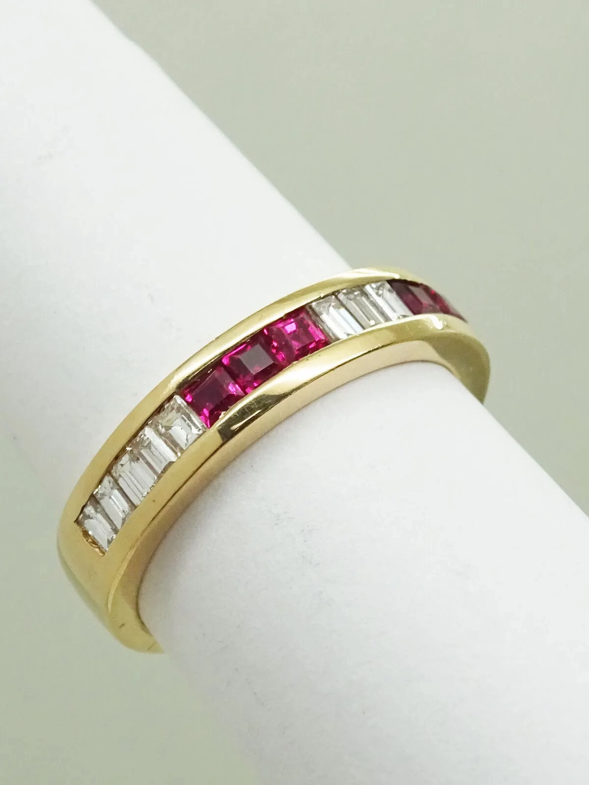 Natural 0.36ct tw Ruby &amp; Diamond Band Ring 14k Gold Size 5 Gemworld