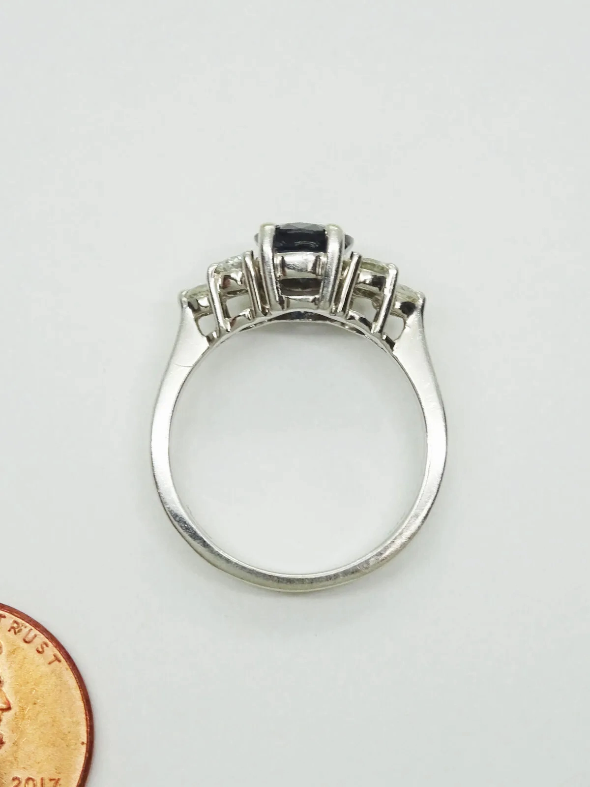 Natural 1.89ct Oval Sapphire &amp; Diamond BITA Ring 14k White Gold Size 7 Gemworld