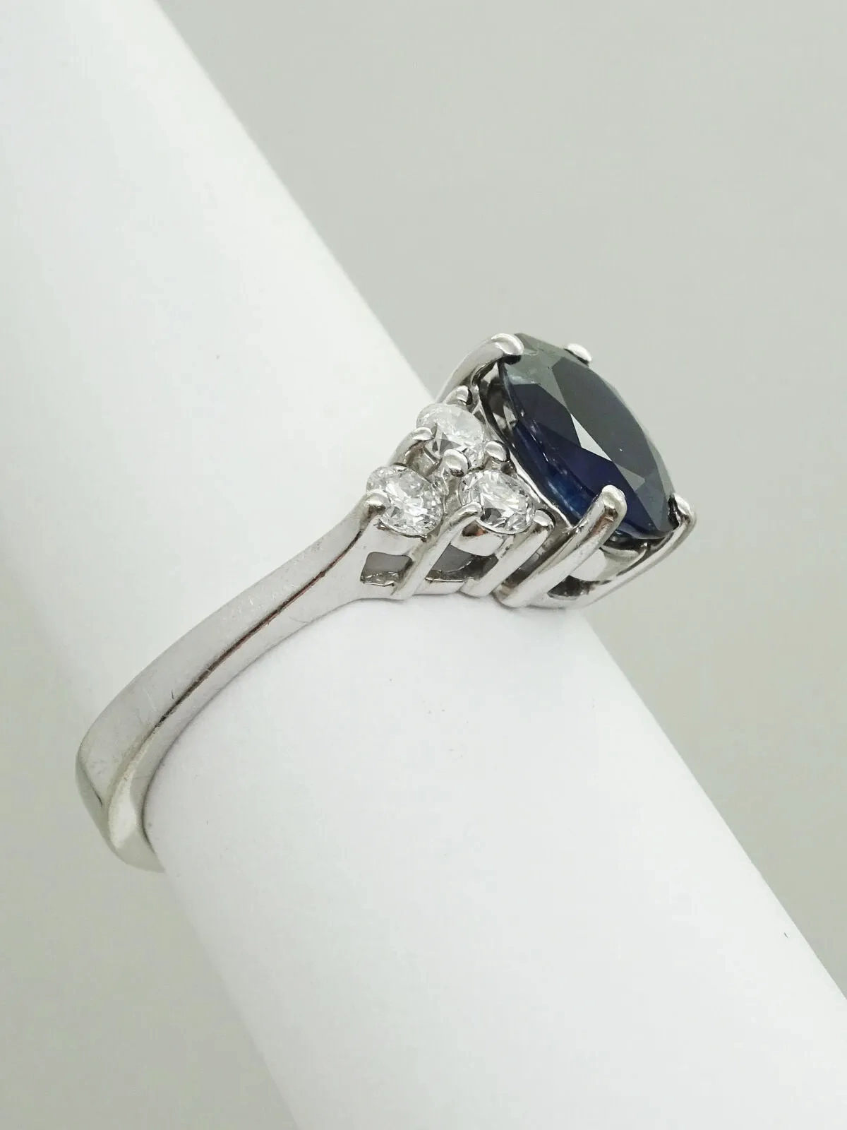 Natural 1.89ct Oval Sapphire &amp; Diamond BITA Ring 14k White Gold Size 7 Gemworld