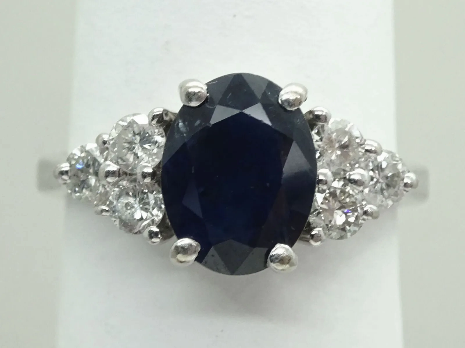 Natural 1.89ct Oval Sapphire &amp; Diamond BITA Ring 14k White Gold Size 7 Gemworld
