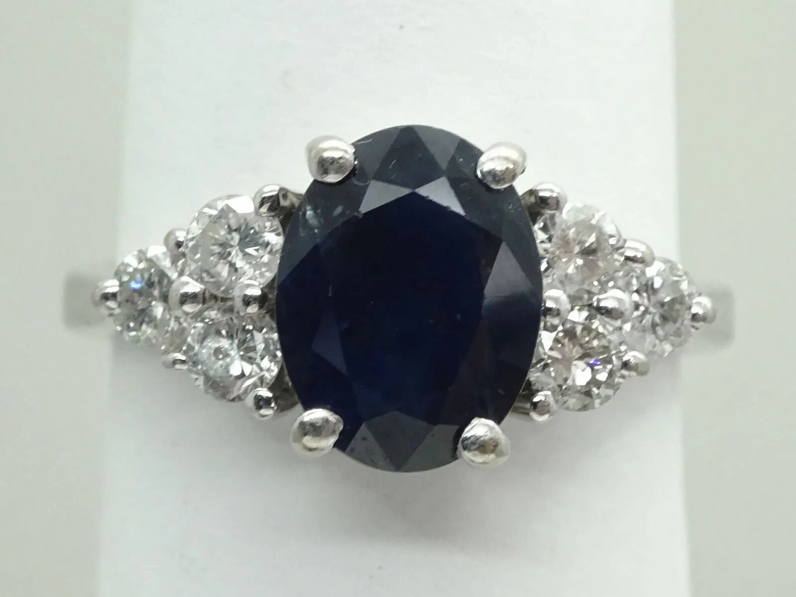 Natural 1.89ct Oval Sapphire &amp; Diamond BITA Ring 14k White Gold Size 7 Gemworld