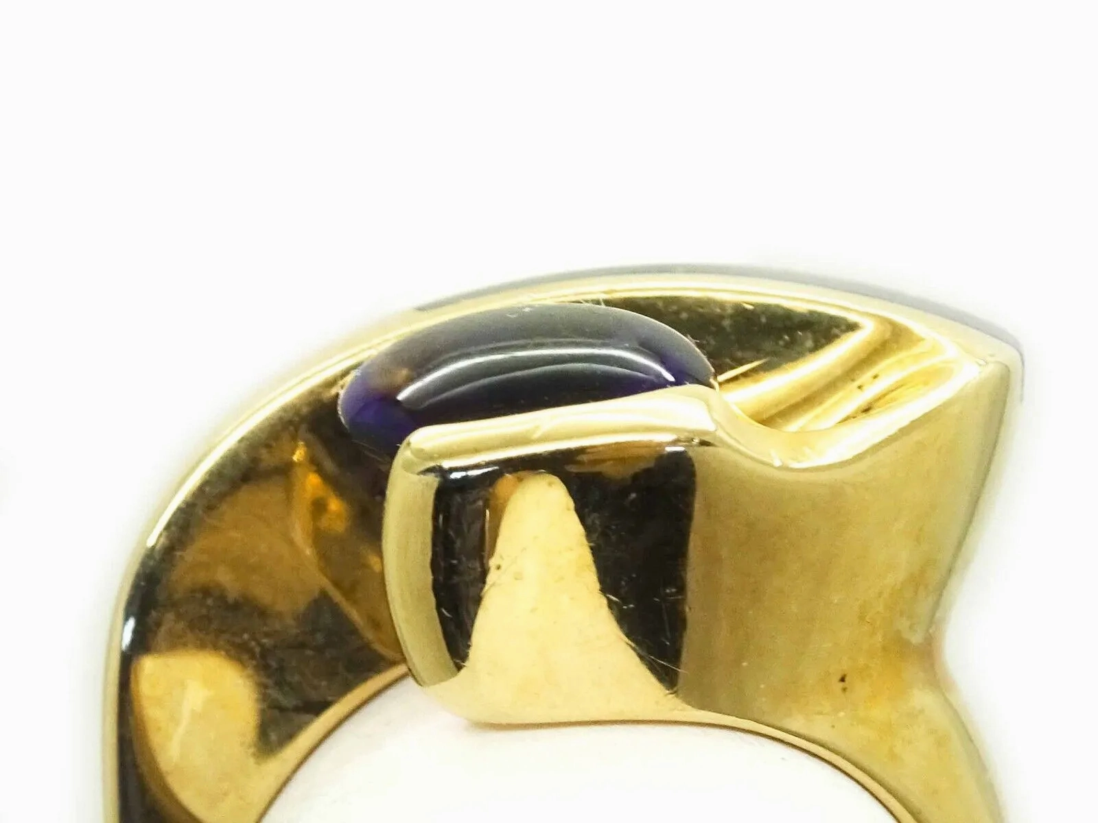 Natural Amethyst &amp; Sugilite Inlay Euro Shank Ring 14k Gold Size 6.5