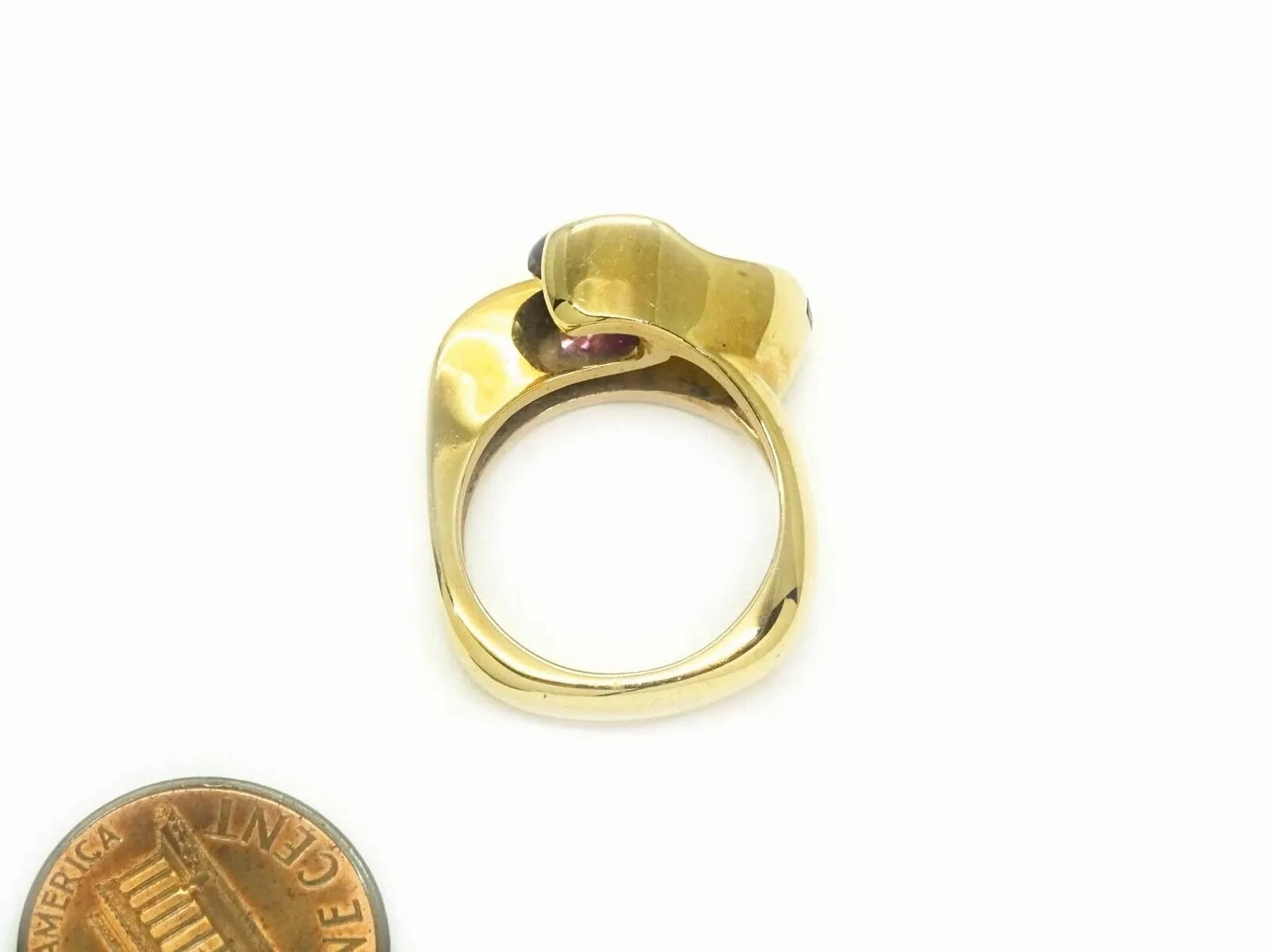 Natural Amethyst &amp; Sugilite Inlay Euro Shank Ring 14k Gold Size 6.5
