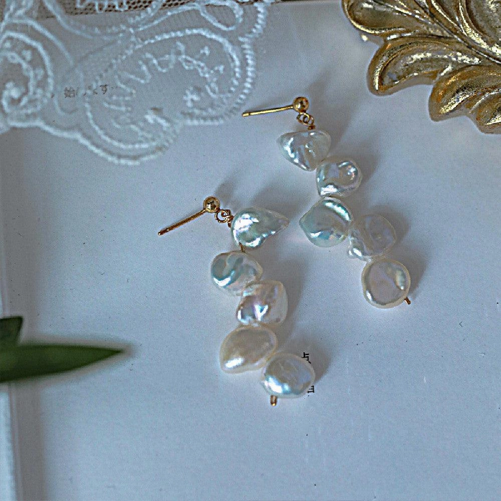 Natural Aurora Petal Baroque Pearl Earrings
