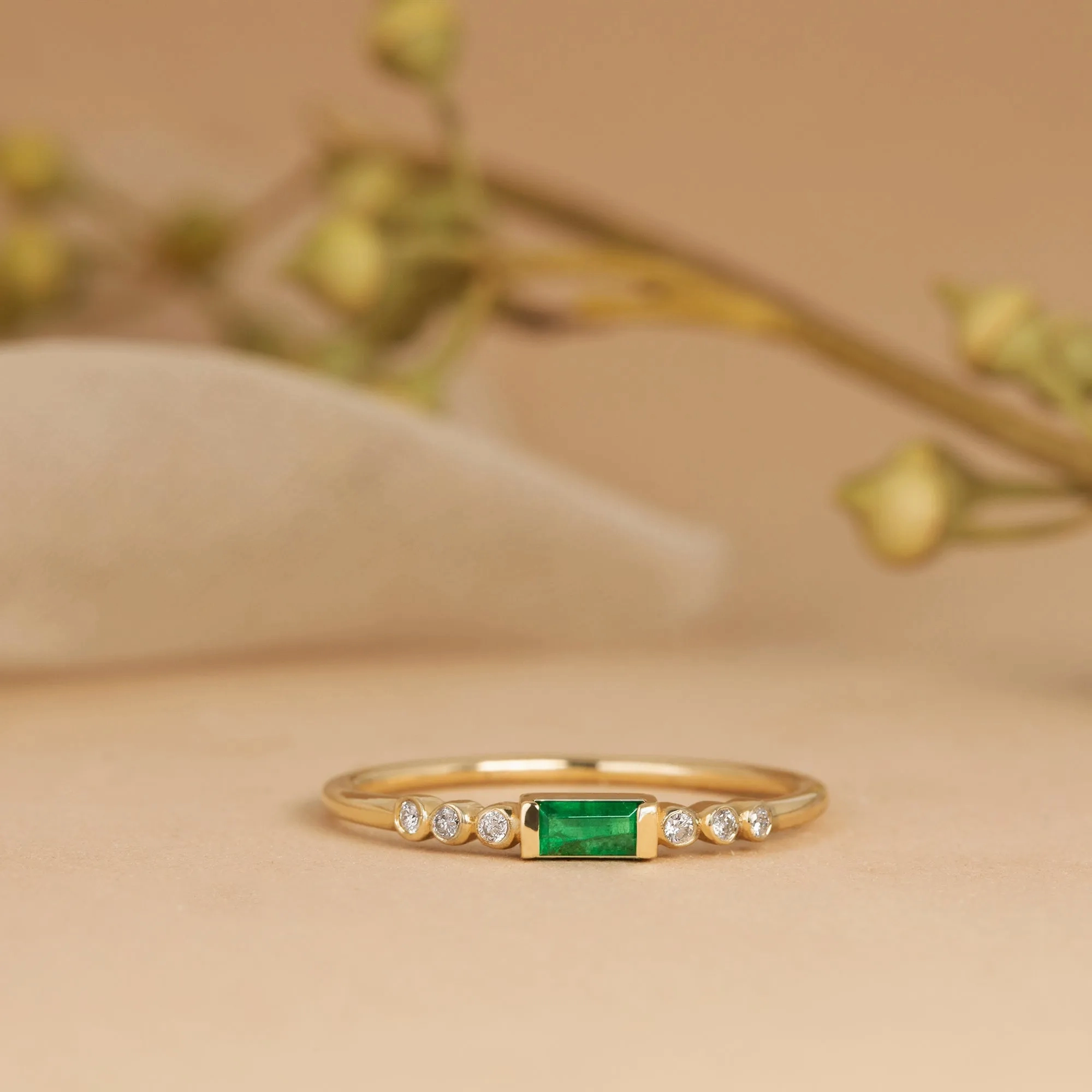 Natural Emerald and Diamond Ring, Cecilia