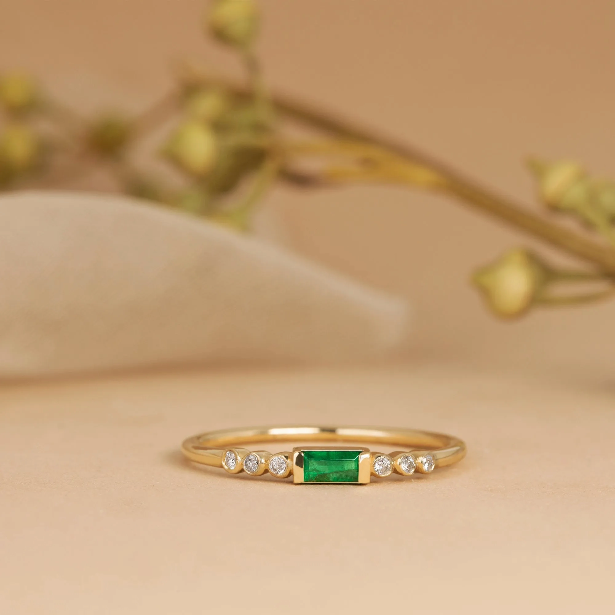 Natural Emerald and Diamond Ring, Cecilia