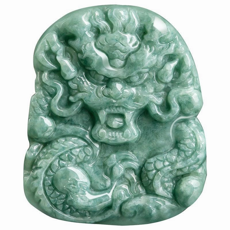 Natural Emerald Domineering Dragon Pendant Necklace