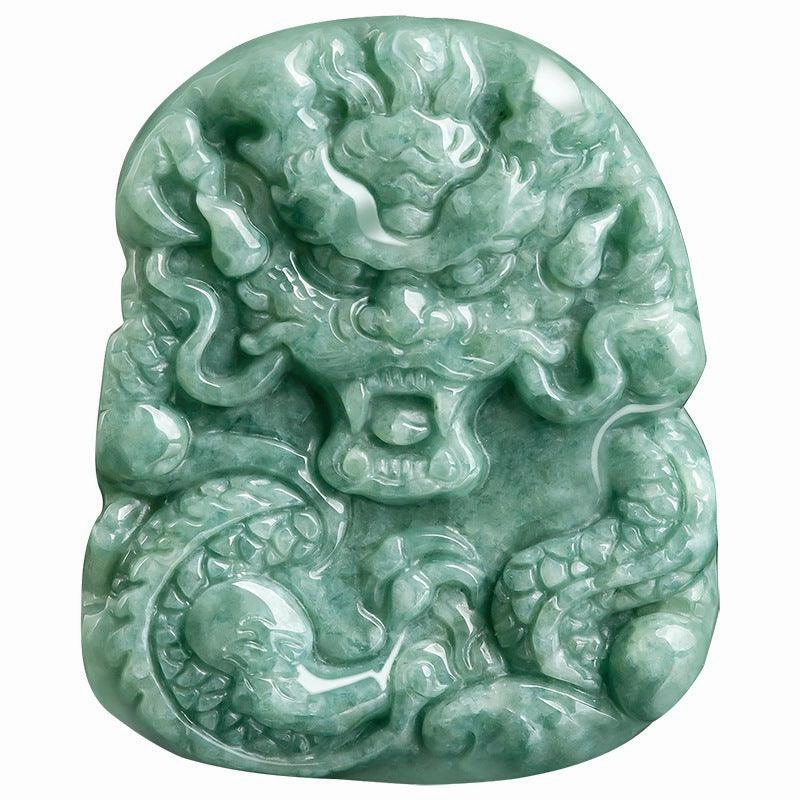 Natural Emerald Domineering Dragon Pendant Necklace