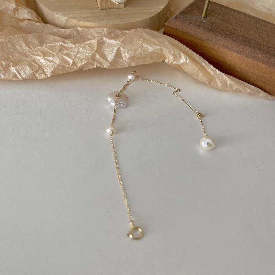 Natural Freshwater Pearl 14K Gold Pearl Bracelet