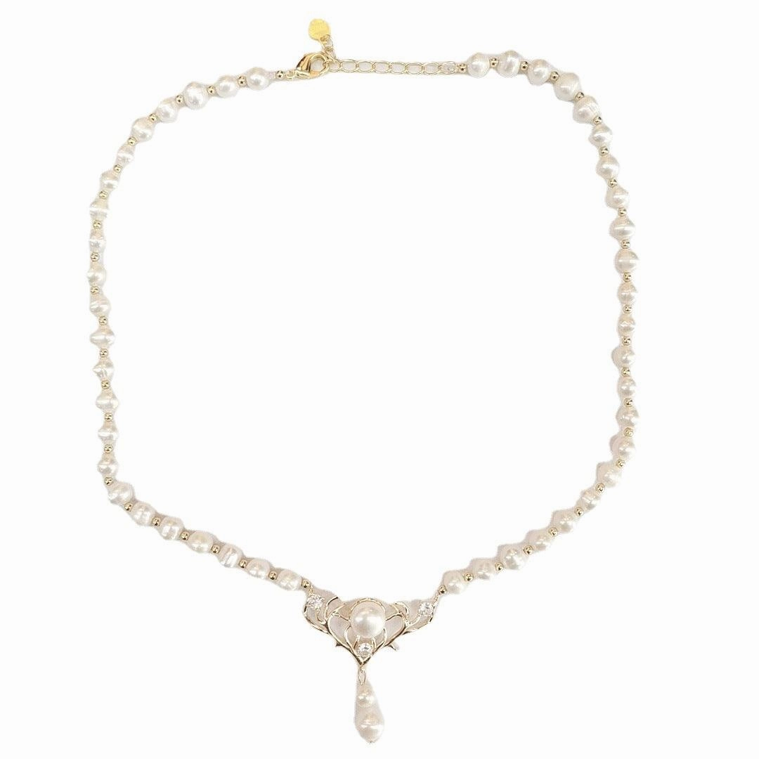 Natural Freshwater Pearl Deer Horn Necklace