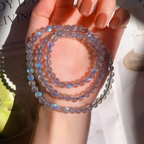 Natural Grey Moonstone Three Circle Bracelet 