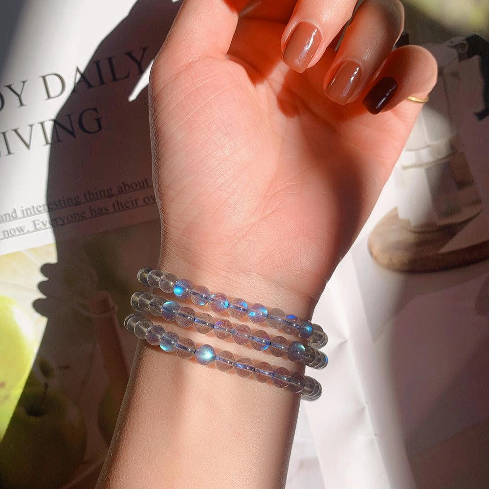 Natural Grey Moonstone Three Circle Bracelet