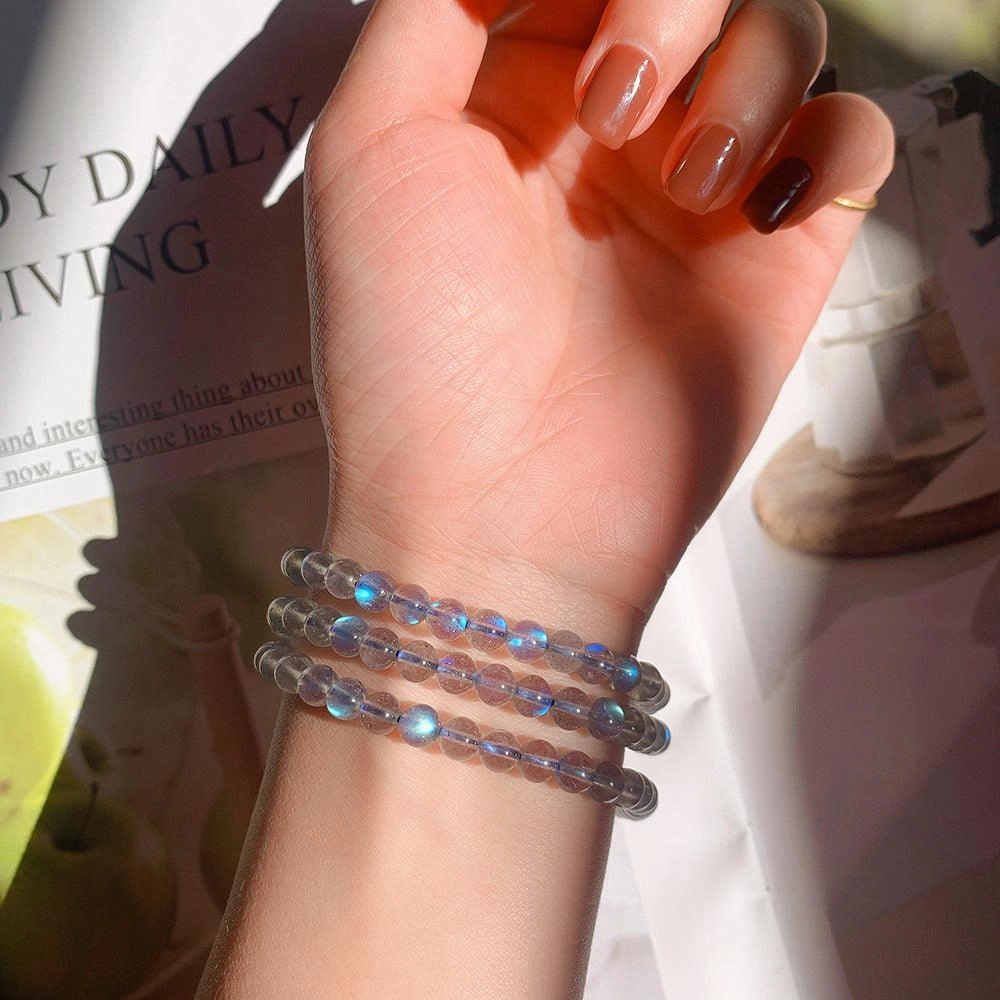 Natural Grey Moonstone Three Circle Bracelet