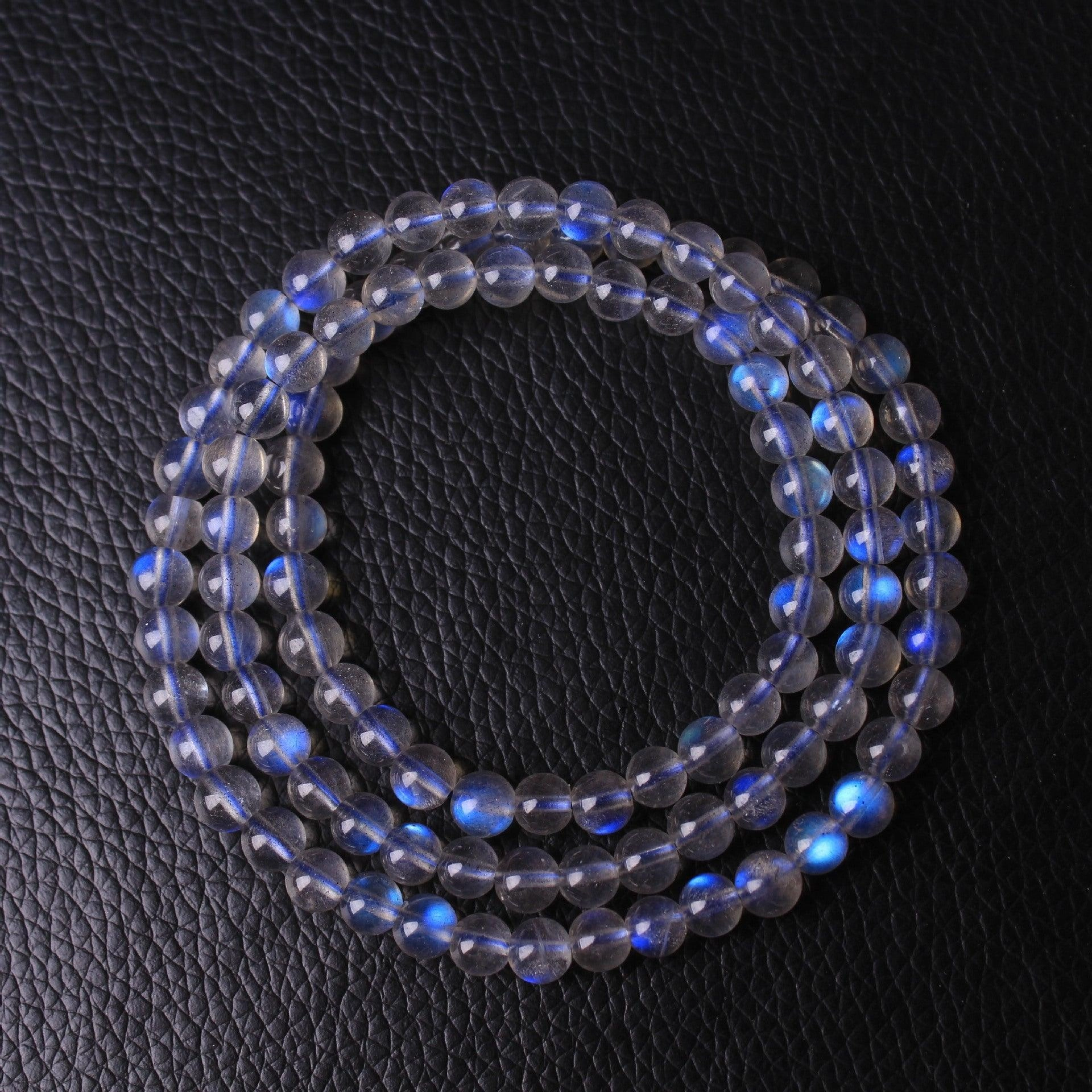 Natural Grey Moonstone Three Circle Bracelet