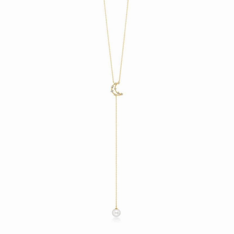 Natural Pearl Moon Tassel Necklace