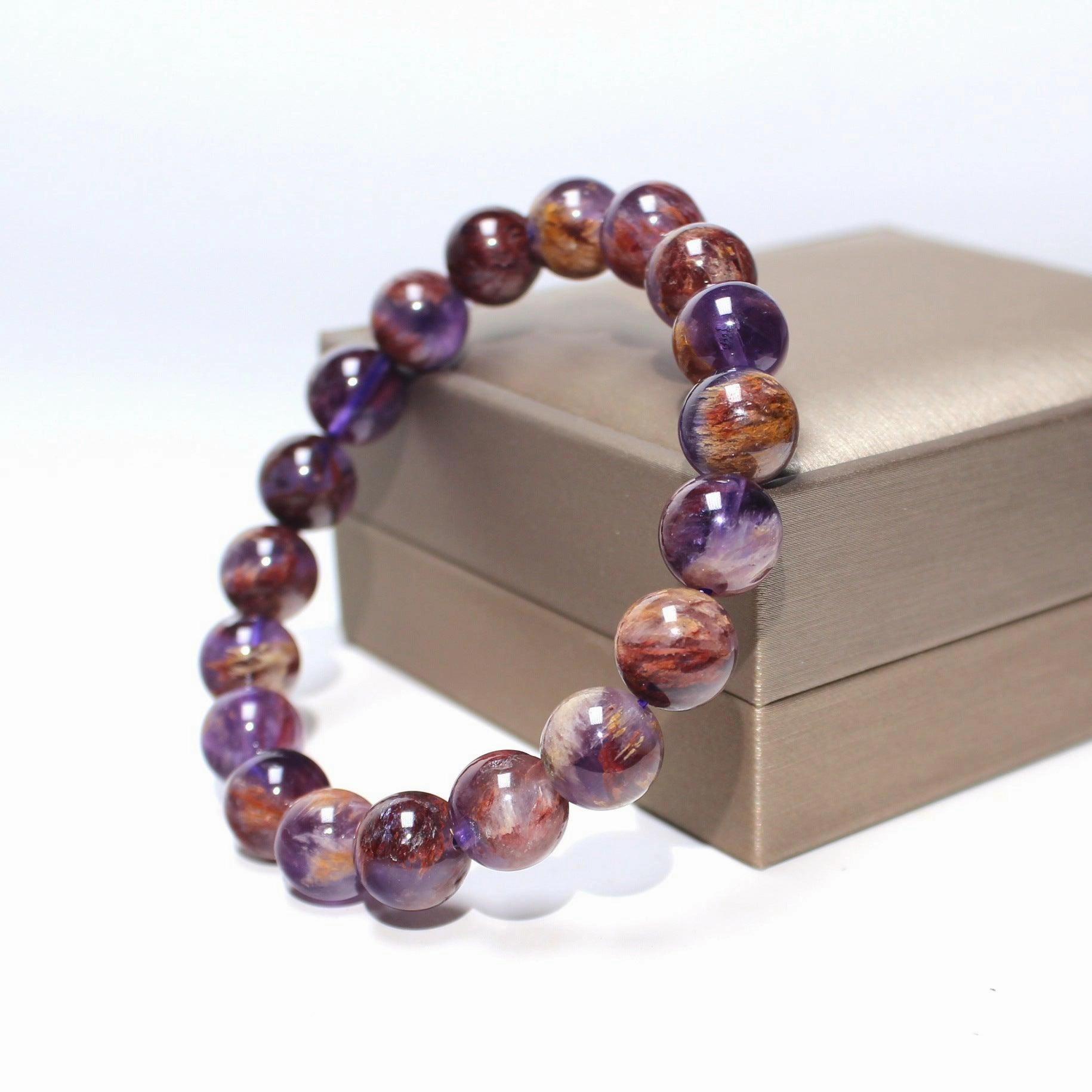 Natural Purple Ghost Fashion Versatile 8mm Single Ring Bracelet