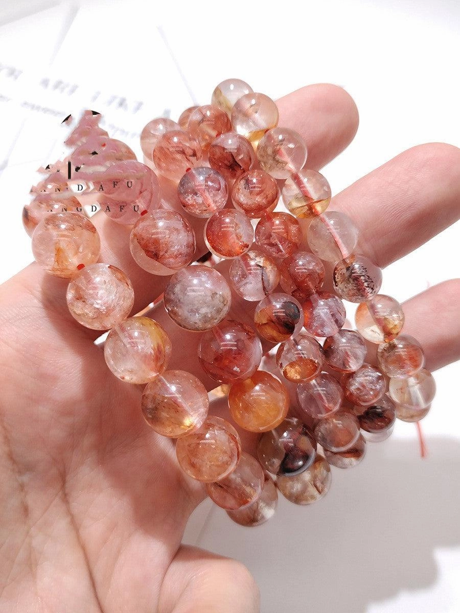 Natural Red Glue Flower Crystal Bracelet