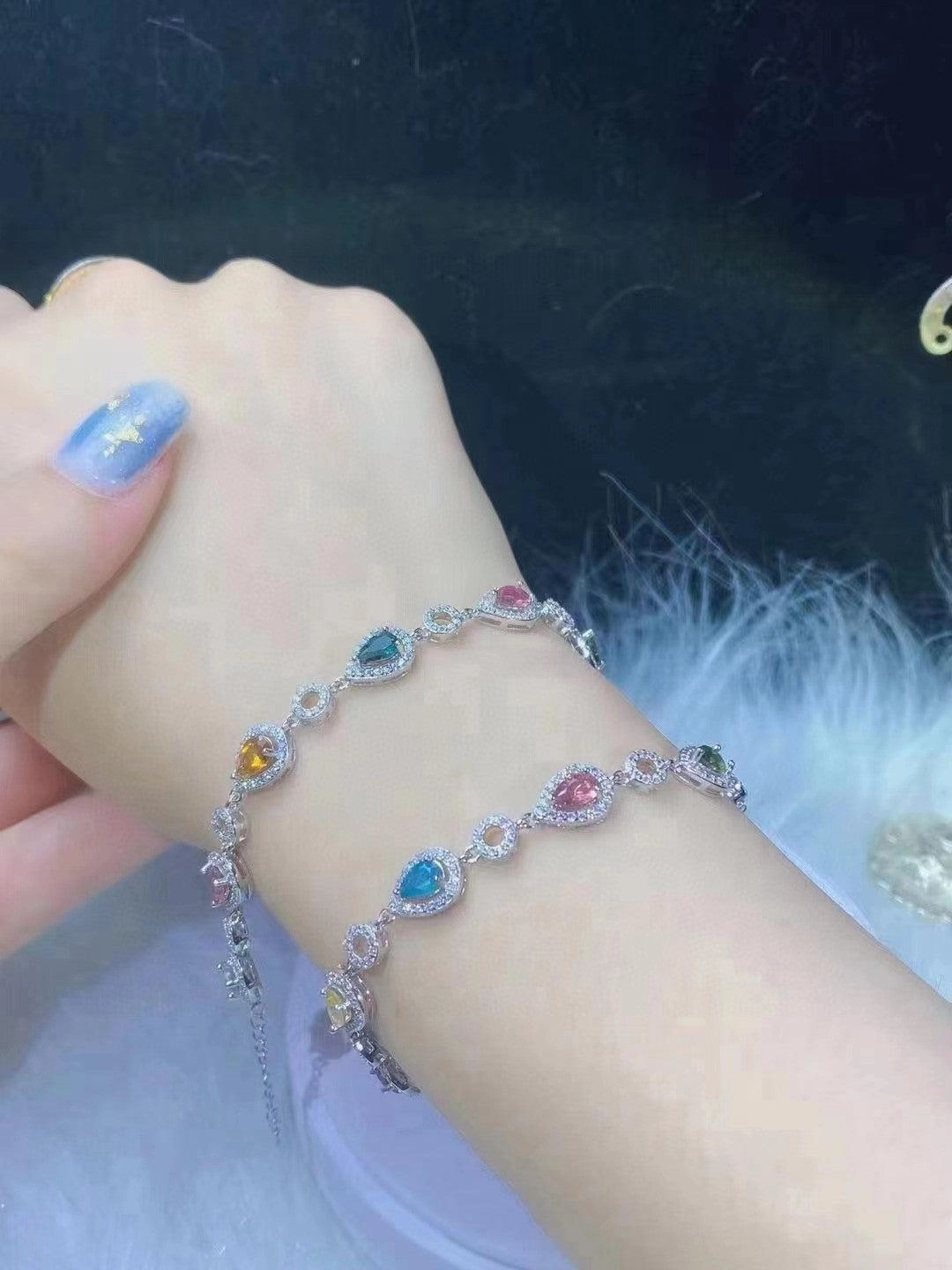 Natural Tourmaline Bracelet Candy Color Matching