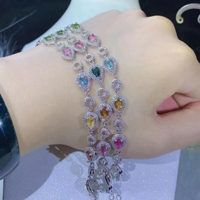 Natural Tourmaline Bracelet Candy Color Matching 