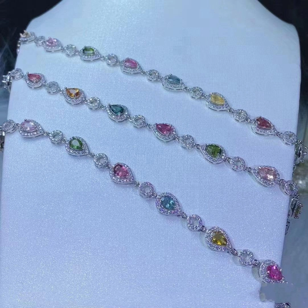 Natural Tourmaline Bracelet Candy Color Matching