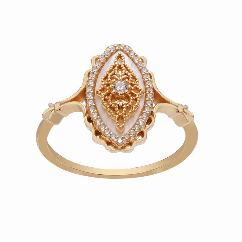Natural White Shell Vintage Style Ring