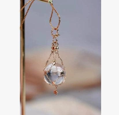 Net Pocket Can Be Opened Inlaid Gem Female Shell Beads Necklace 18K Gold
