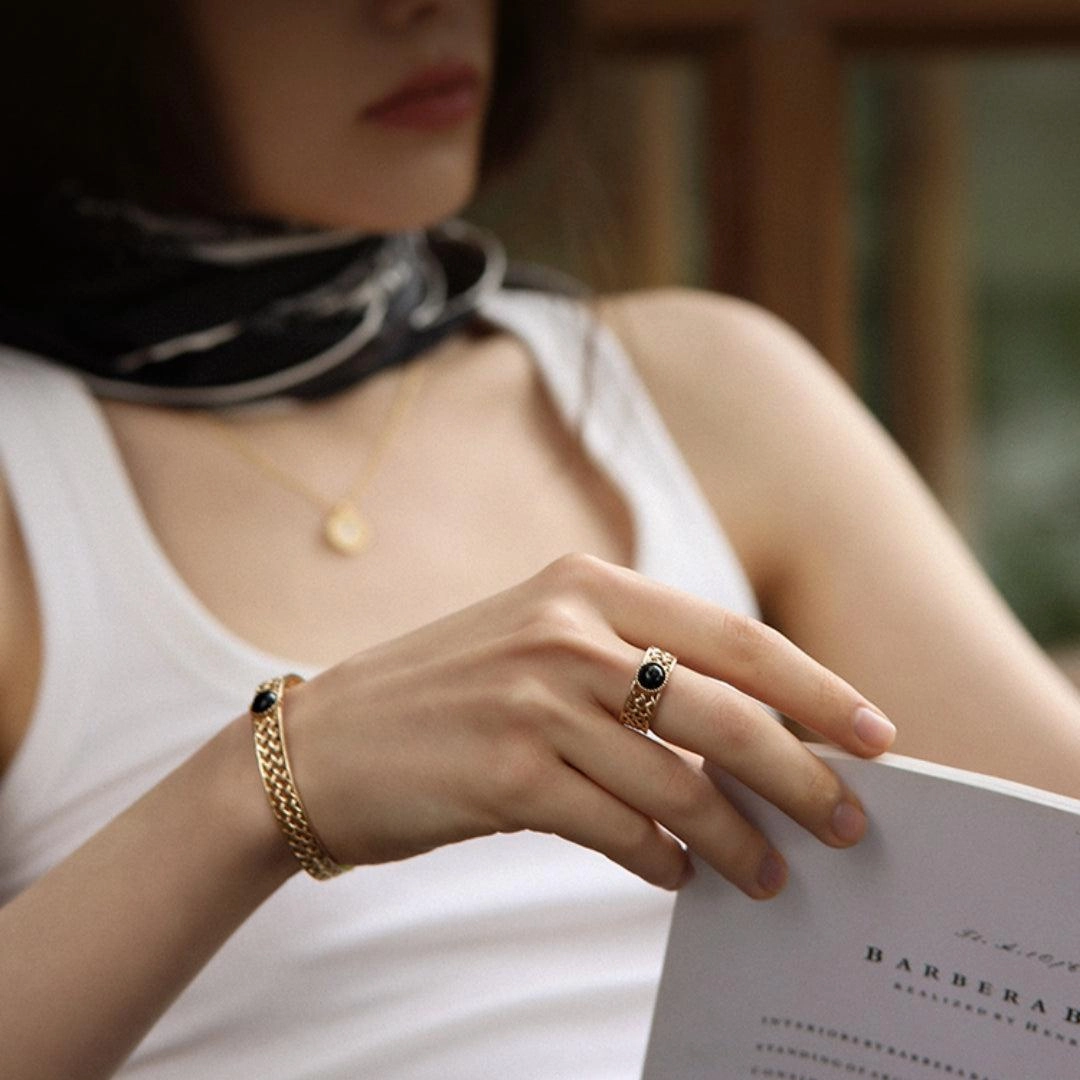 New Agate Ring Women's Retro Light Luxury