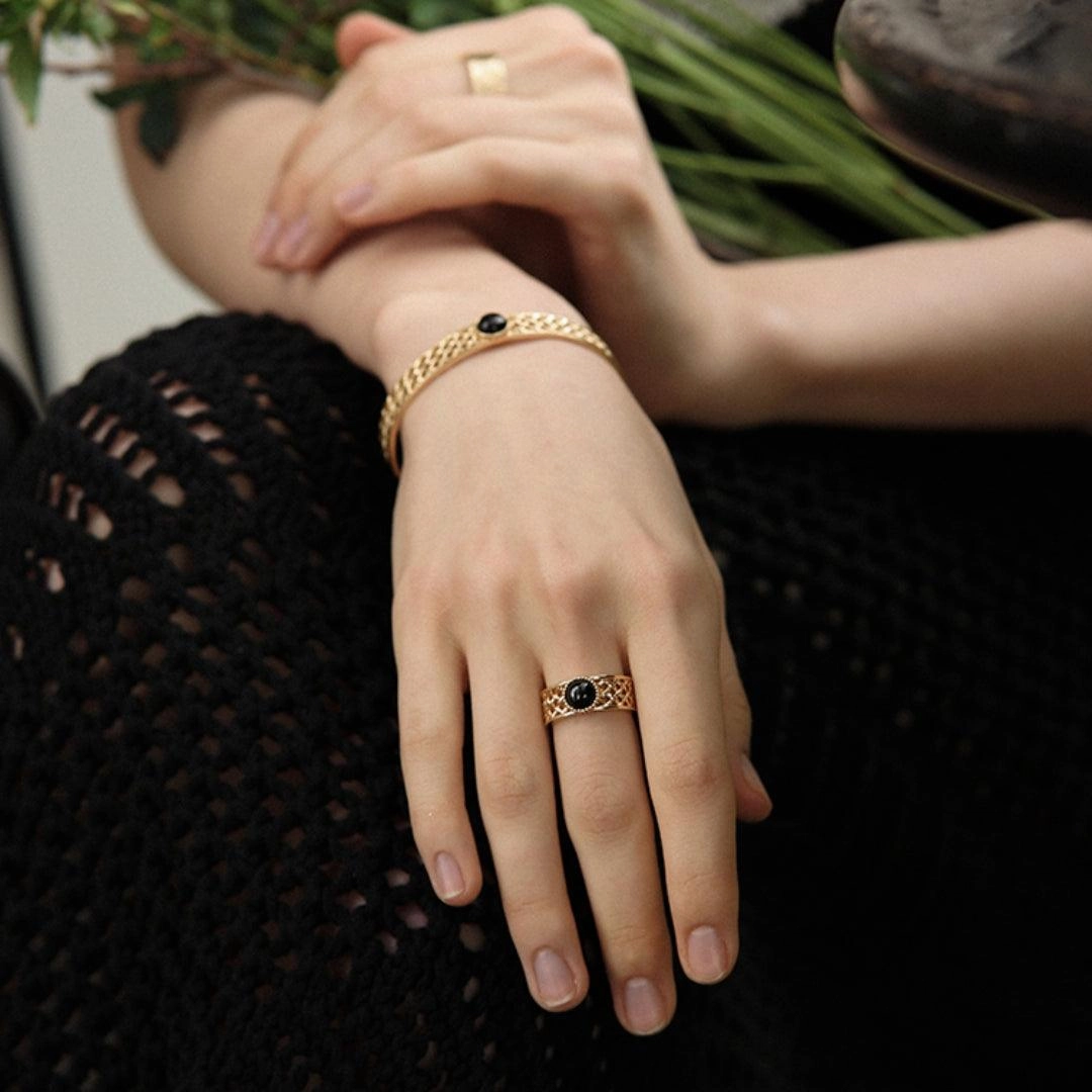 New Agate Ring Women's Retro Light Luxury