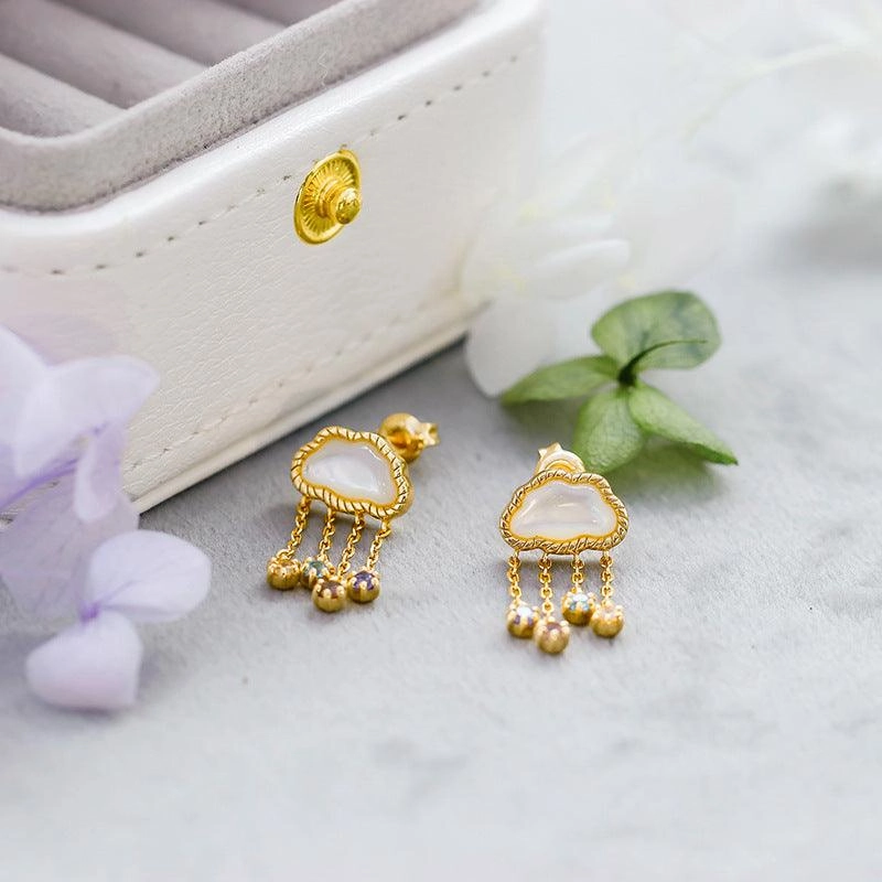 New Cloud White Butterflies Earrings