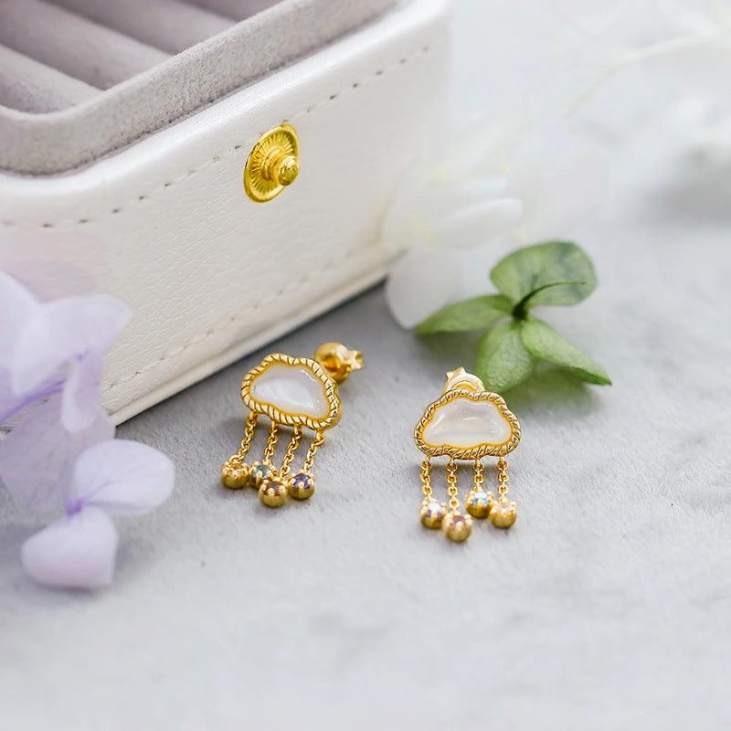 New Cloud White Butterflies Earrings