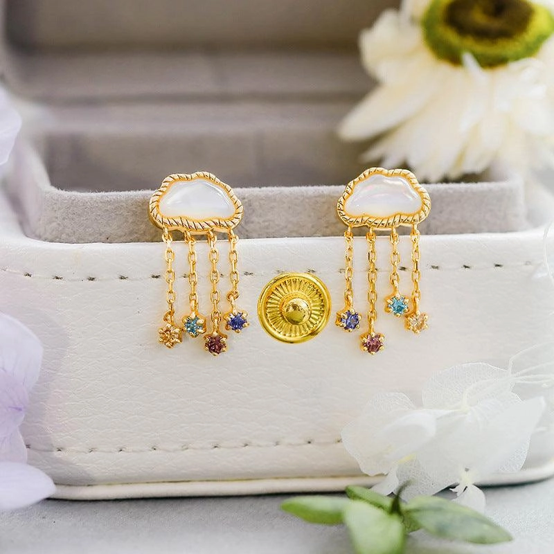 New Cloud White Butterflies Earrings