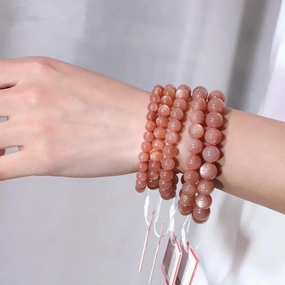 New Natural Orange Moonstone Bracelet Girl 