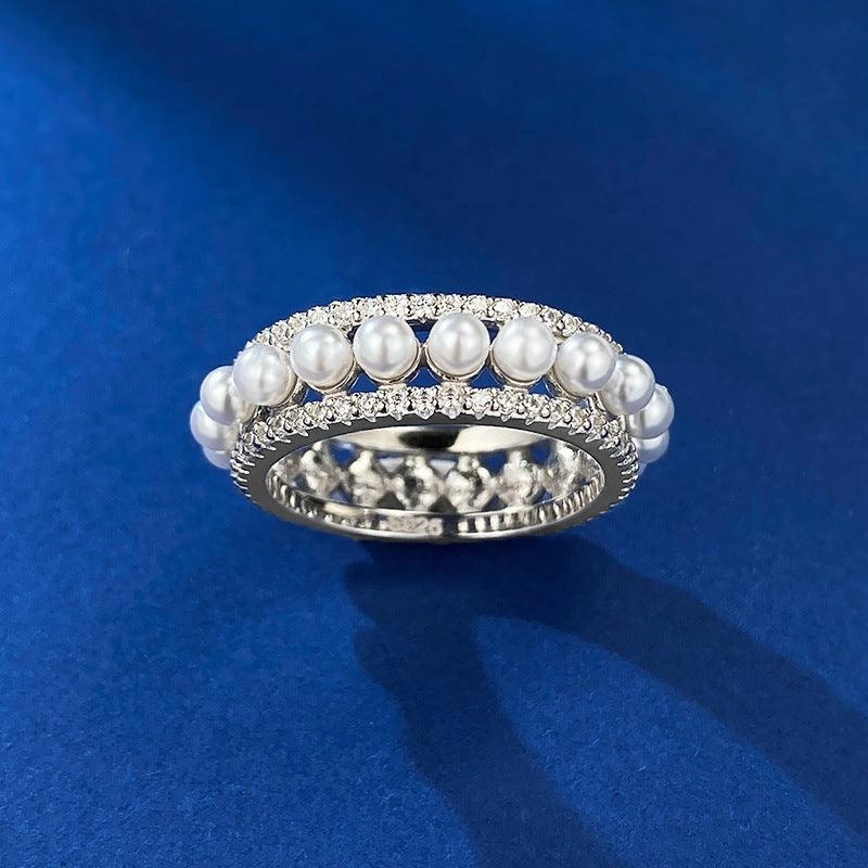 New S925 Silver Elegant Chic Pearl Ring For Women