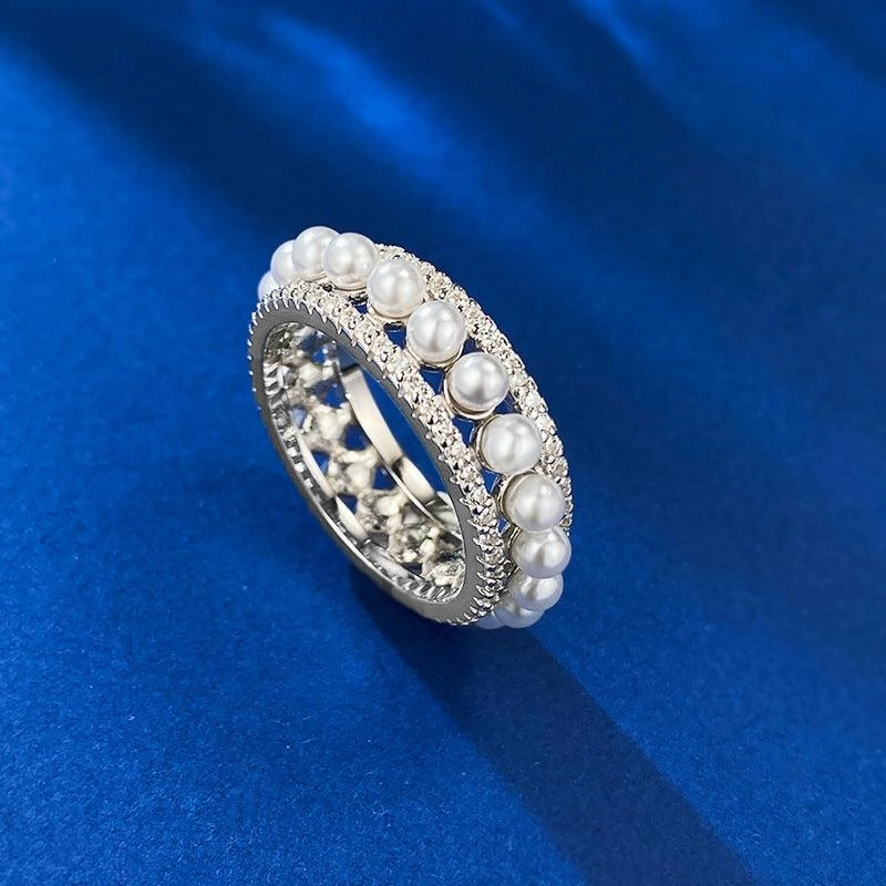 New S925 Silver Elegant Chic Pearl Ring For Women